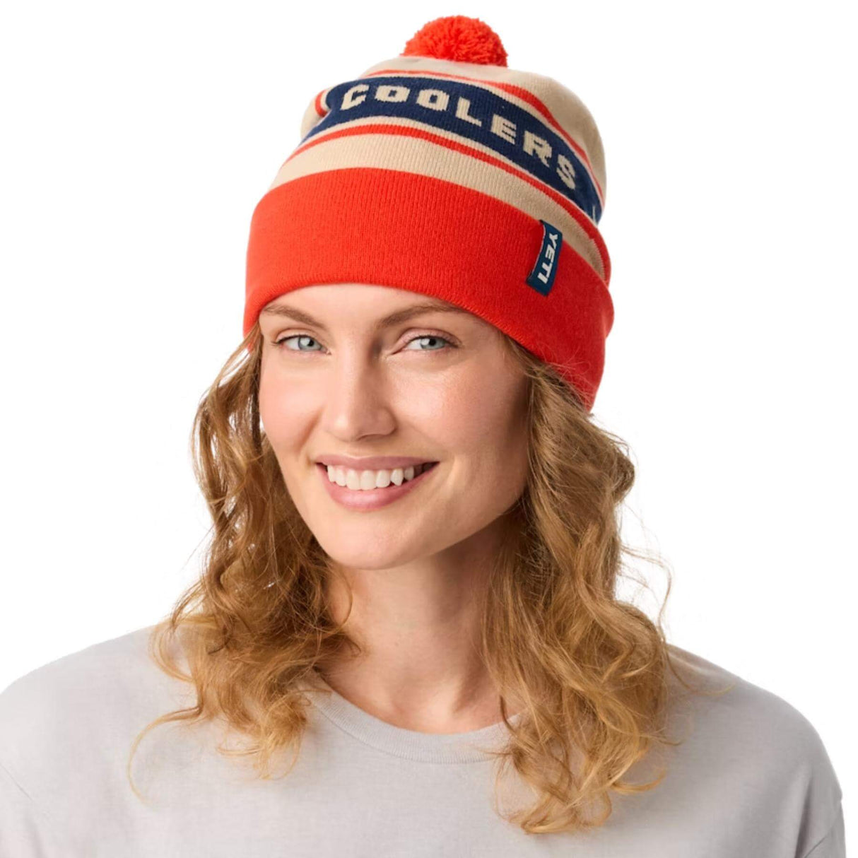 YETI Pom Beanie Green/Orange-White/Orange - 53 Degrees North