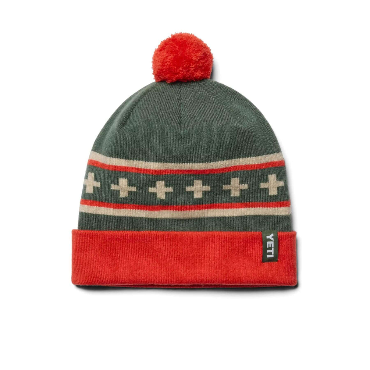 YETI Pom Beanie Green/Orange-White/Orange - 53 Degrees North