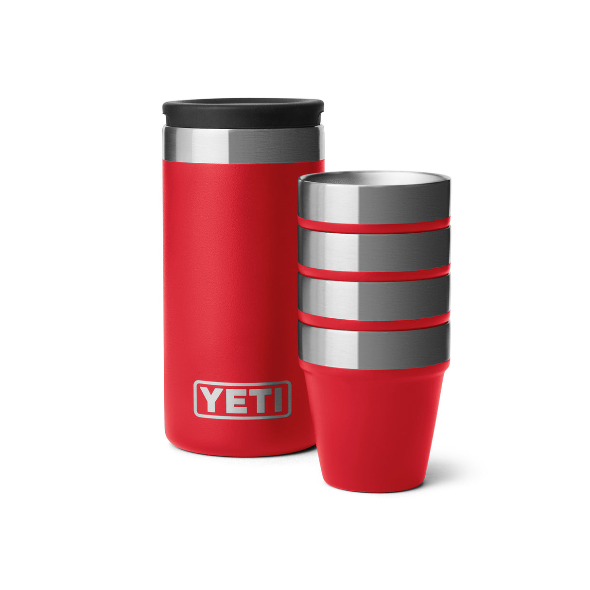 YETI Shot Glasses with Carrying Case Black-Rescue Red-White - 53 Degrees North