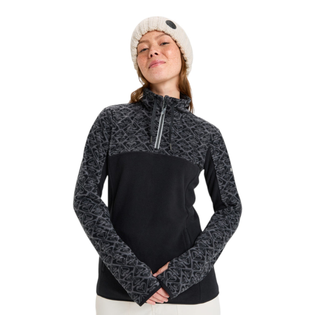 Roxy Women's Sayna Half Zip Fleece True Black Roxygram Tonal / X-Small-True Black Roxygram Tonal / Small-True Black Roxygram Tonal / Medium-True Black Roxygram Tonal / Large-True Black Roxygram Tonal / X-Large - 53 Degrees North