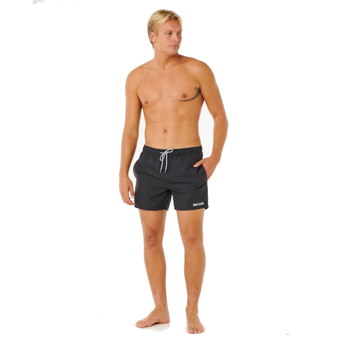 Rip Curl Men's Streamline Offset Volley Boardshorts Black full length - 53 Degrees North