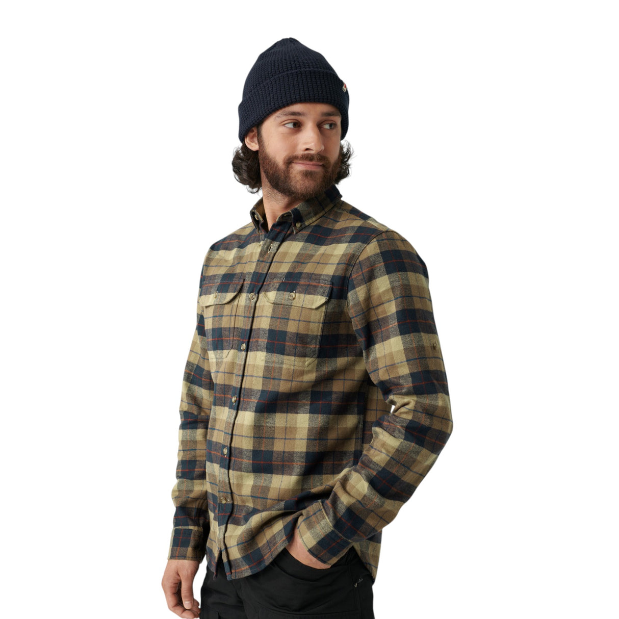 Fjällräven Men's Singi Heavy Flannel Shirt Dark Sand/Dark Navy / Small-Dark Sand/Dark Navy / Medium-Dark Sand/Dark Navy / Large-Dark Sand/Dark Navy / X-Large #- 53 Degrees North
