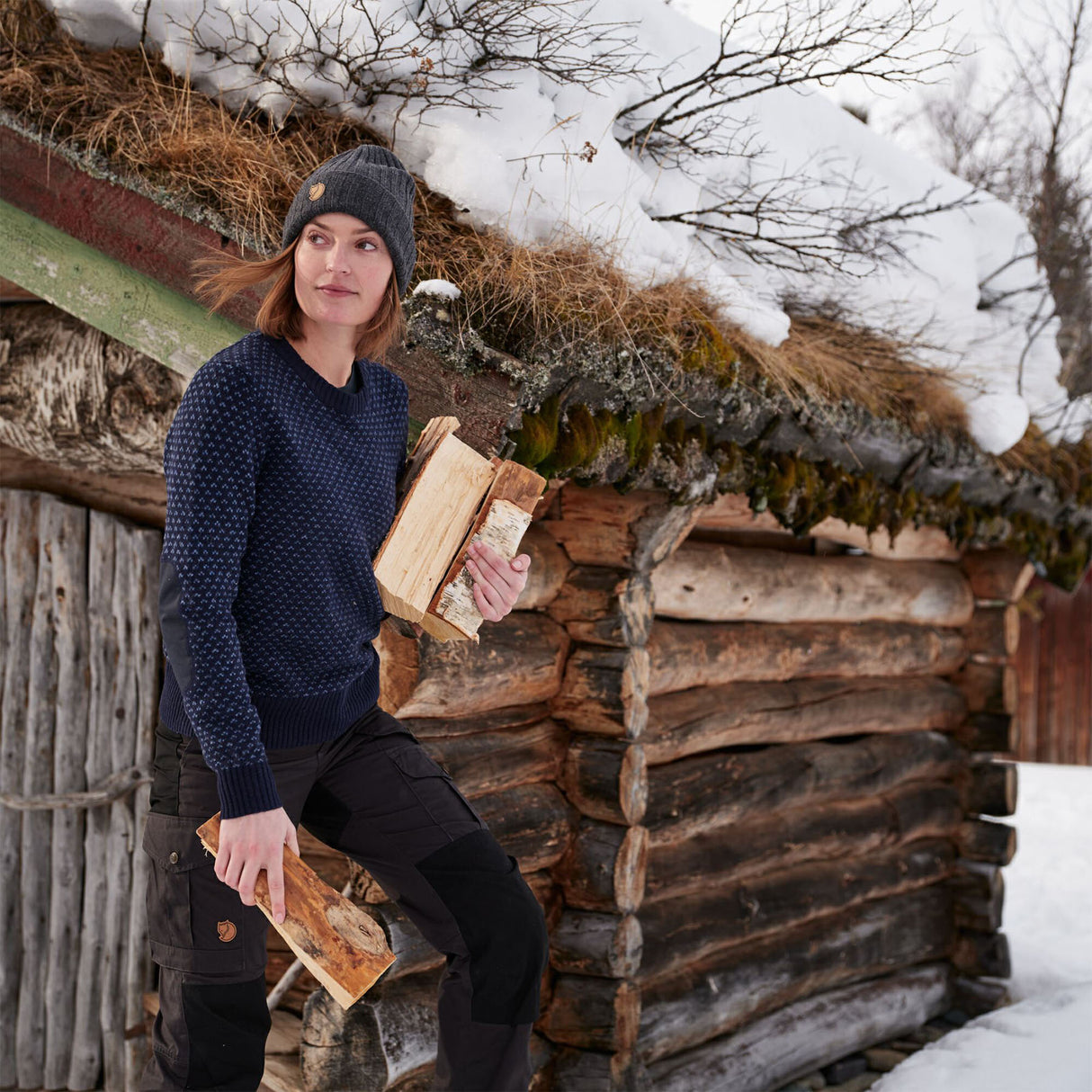 Fjällräven Byron Wool Hat Dark Grey-Grey-Alpine Blue-Dark Navy-Dark Olive #- 53 Degrees North