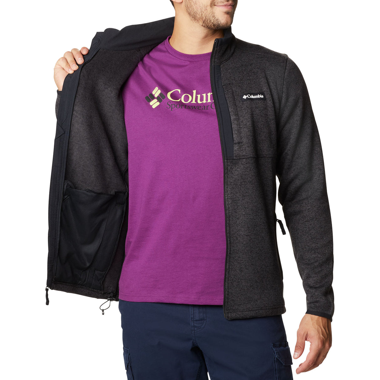 Columbia Men's Sweater Weather Full Zip Jacket Black Heather / Small-Black Heather / Medium-Black Heather / Large-Black Heather / X-Large-Black Heather / XX-Large #- 53 Degrees North