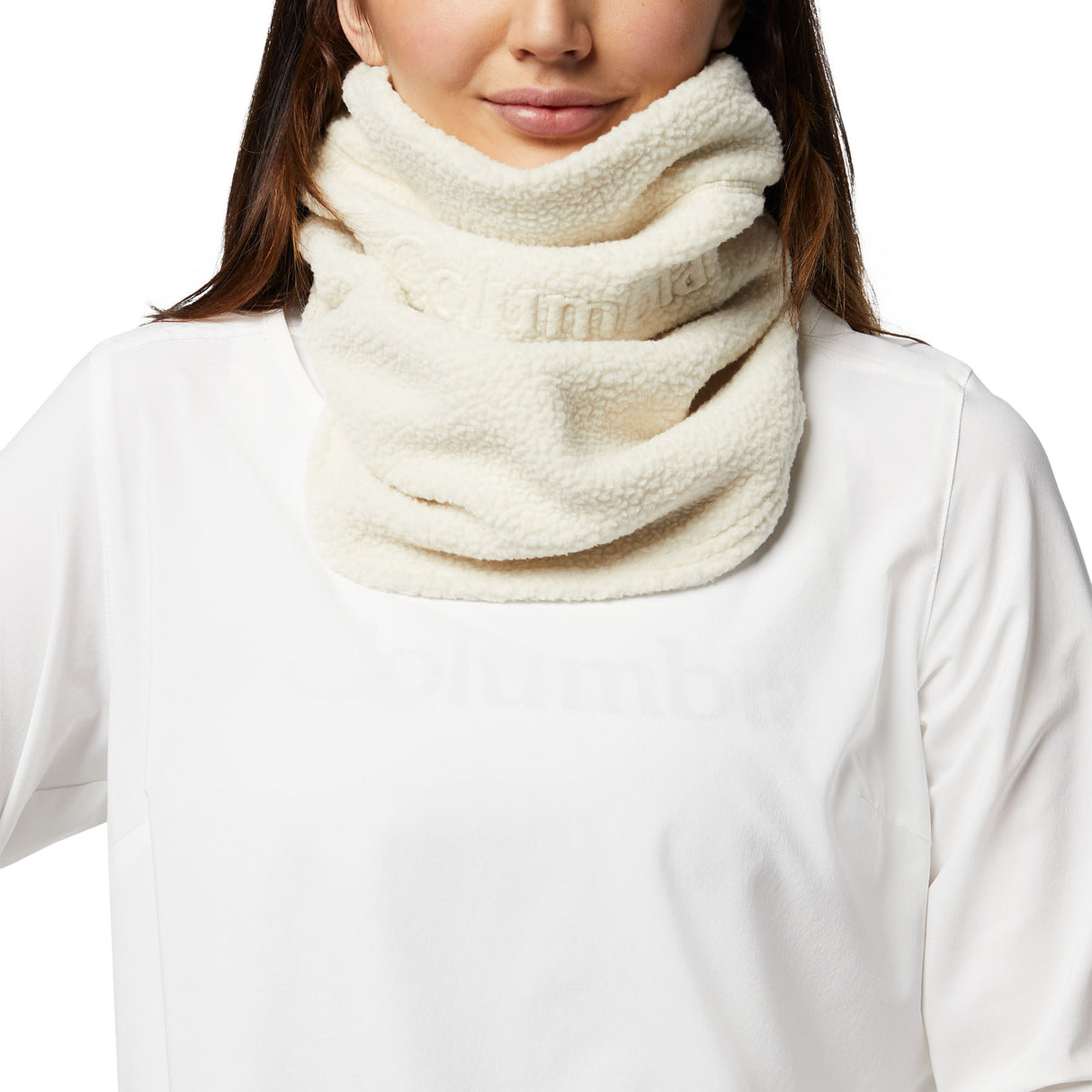 Columbia CSC II Fleece Neck Gaiter Chalk-Collegiate Navy Dolomites-Clematis Blue Retroscape #- 53 Degrees North