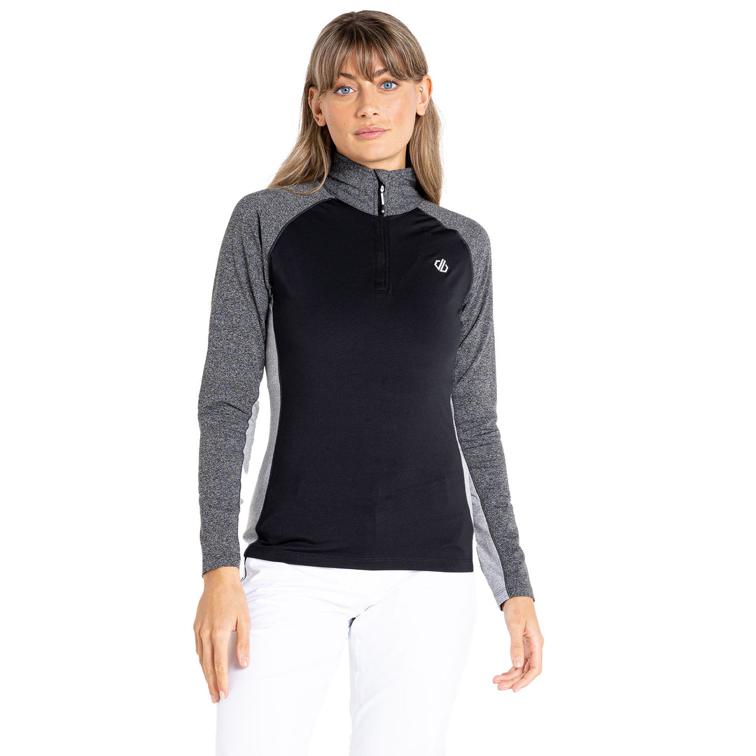 Dare 2b Women's Involved II Recycled Core Stretch Midlayer Top #color_black-ebony-grey