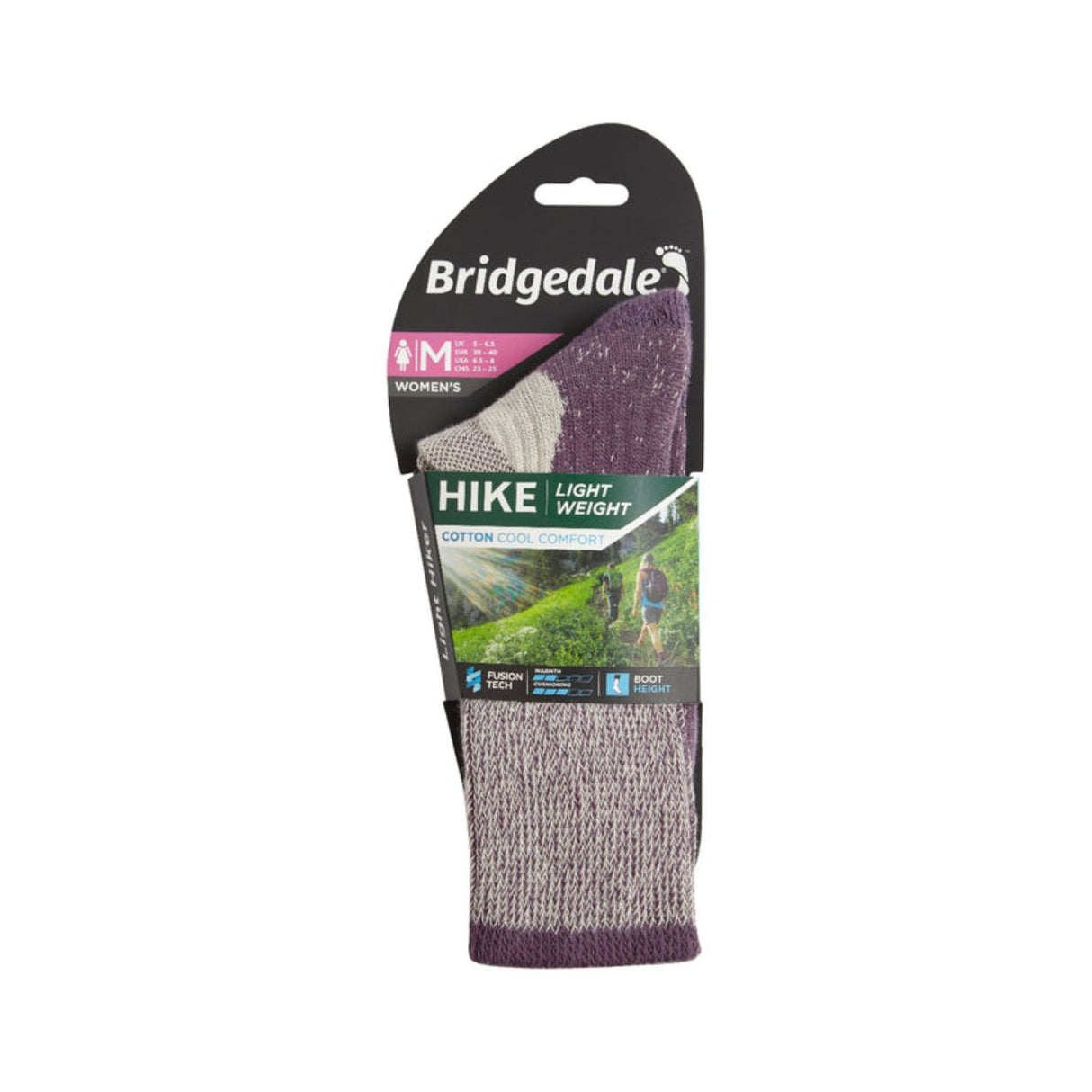 Bridgedale Women's Hike Lightweight Cotton Cool Comfort Socks Plum / Small-Plum / Medium-Plum / Large - 53 Degrees North