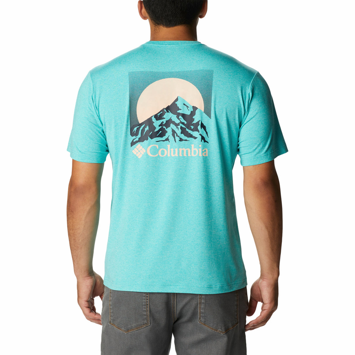 Columbia Men's Tech Trail Graphic T-Shirt Jet Stream Heather/Palmscape Tonal Graphic / Small-Jet Stream Heather/Palmscape Tonal Graphic / Medium-Jet Stream Heather/Palmscape Tonal Graphic / Large-Jet Stream Heather/Palmscape Tonal Graphic / X-Large-Jet Stream Heather/Palmscape Tonal Graphic / XX-Large #- 53 Degrees North