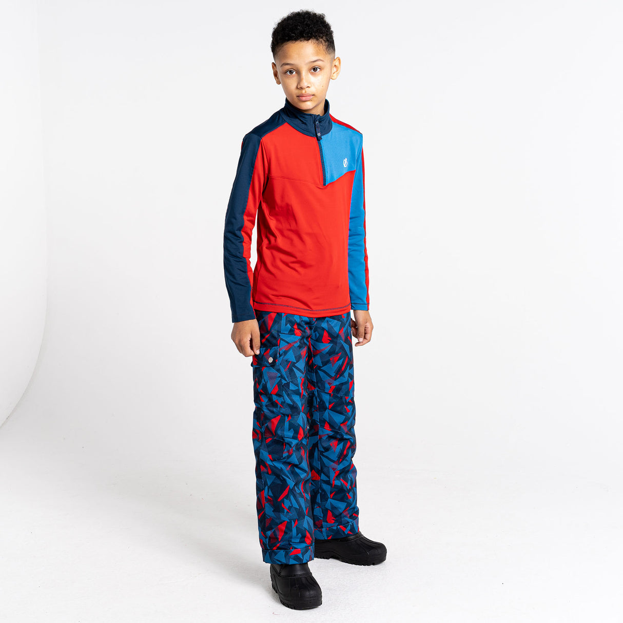 Dare 2b Kids' Formate II Core Stretch Long Sleeve Midlayer Top Gulfstream/Fjord Blue/Rusty Orange / Age 3-4-Gulfstream/Fjord Blue/Rusty Orange / Age 5-6-Gulfstream/Fjord Blue/Rusty Orange / Age 7-8-Gulfstream/Fjord Blue/Rusty Orange / Age 9-10-Gulfstream/Fjord Blue/Rusty Orange / Age 11-12 - 53 Degrees North