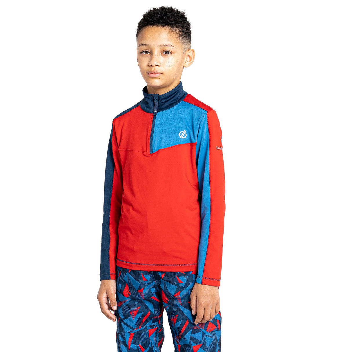 Dare 2b Kids' Formate II Core Stretch Long Sleeve Midlayer Top Gulfstream/Fjord Blue/Rusty Orange / Age 3-4-Gulfstream/Fjord Blue/Rusty Orange / Age 5-6-Gulfstream/Fjord Blue/Rusty Orange / Age 7-8-Gulfstream/Fjord Blue/Rusty Orange / Age 9-10-Gulfstream/Fjord Blue/Rusty Orange / Age 11-12 - 53 Degrees North