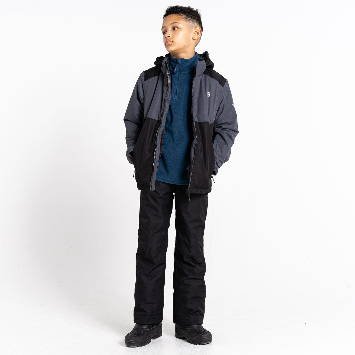 Dare 2b Kids' Impose III Ski Jacket Ebony Grey/Black / Age 3-4-Ebony Grey/Black / Age 5-6-Ebony Grey/Black / Age 7-8-Ebony Grey/Black / Age 9-10-Ebony Grey/Black / Age 11-12 - 53 Degrees North