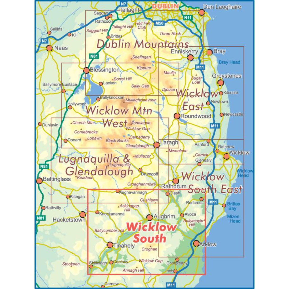 EastWest Mapping Wicklow South Map Default Title - 53 Degrees North