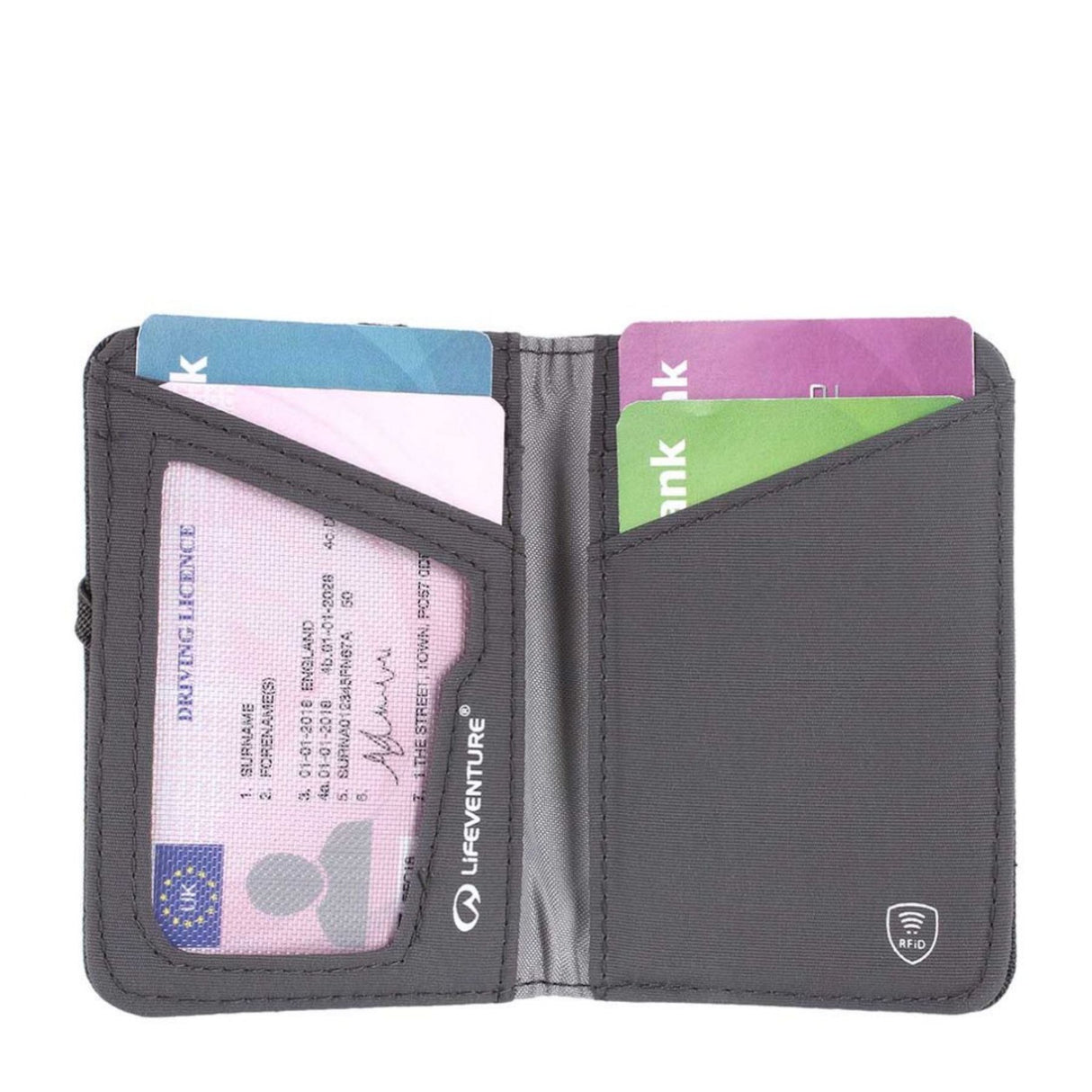 Lifeventure RFID Recycled Card Wallet Grey - 53 Degrees North