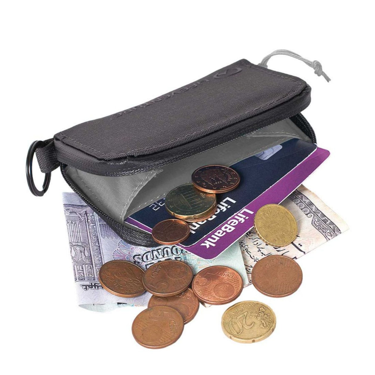 Lifeventure RFiD Coin Recycled Wallet Grey - 53 Degrees North