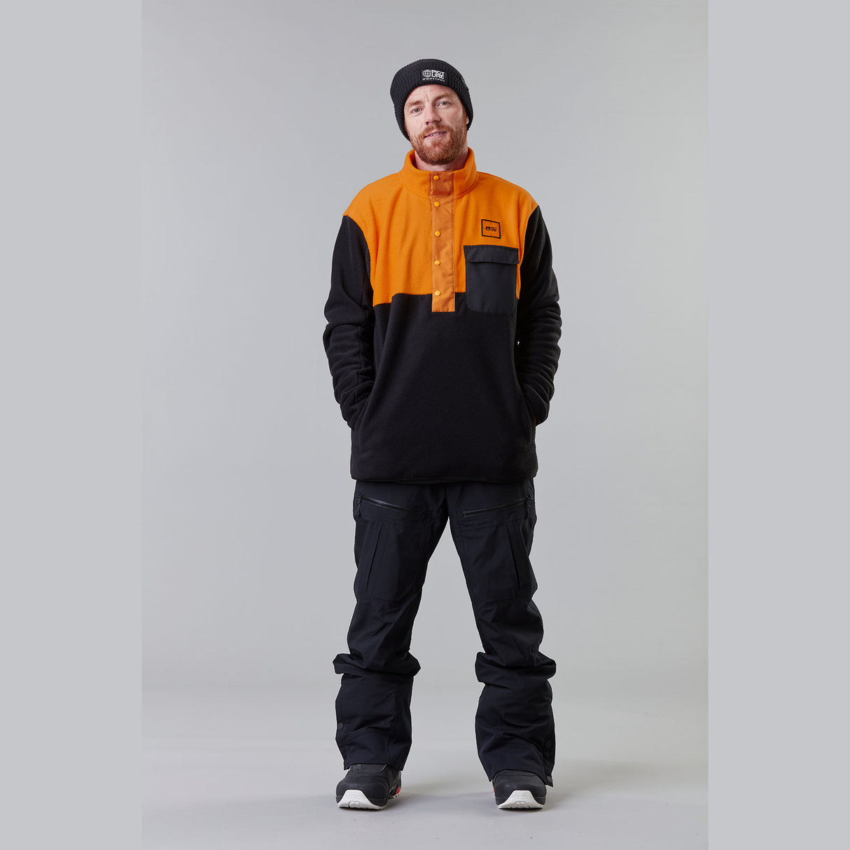 Picture Men's Mathew 1/4 Fleece Pullover Autumn Blaze/Latte / Small-Autumn Blaze/Latte / Medium-Autumn Blaze/Latte / Large-Autumn Blaze/Latte / X-Large - 53 Degrees North