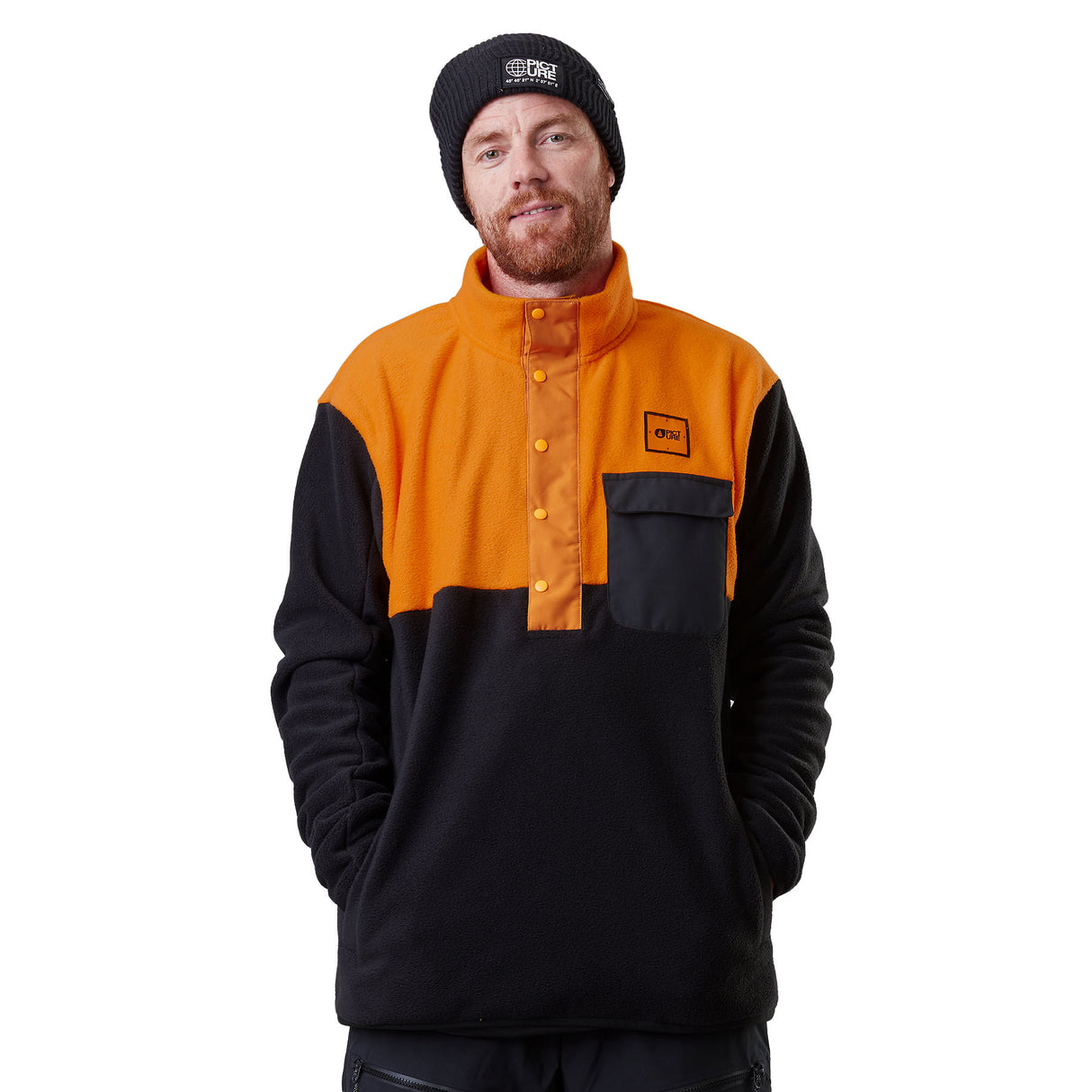 Picture Men's Mathew 1/4 Fleece Pullover Autumn Blaze/Latte / Small-Autumn Blaze/Latte / Medium-Autumn Blaze/Latte / Large-Autumn Blaze/Latte / X-Large - 53 Degrees North