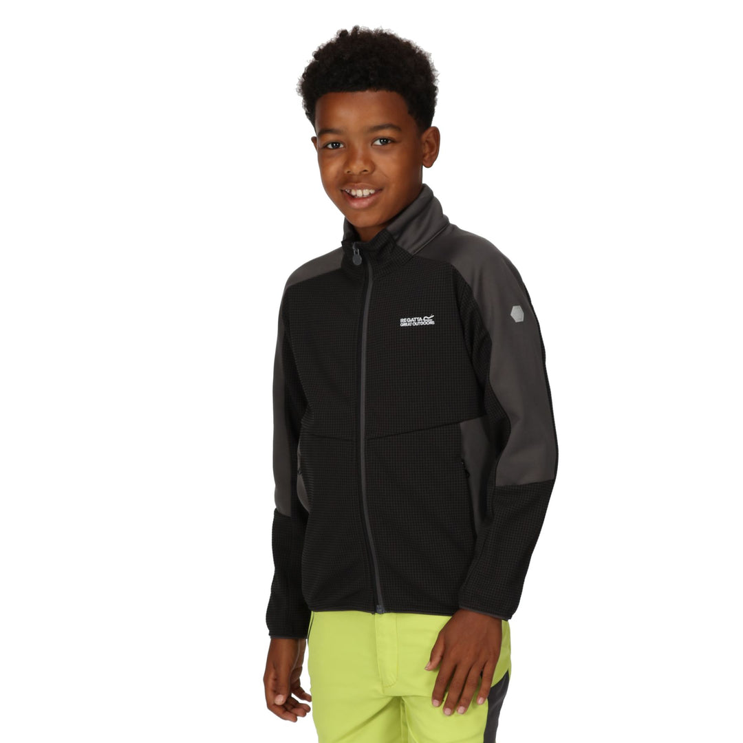 Regatta Kid's Junior Highton Full Zip Fleece II #color_black-seal-grey