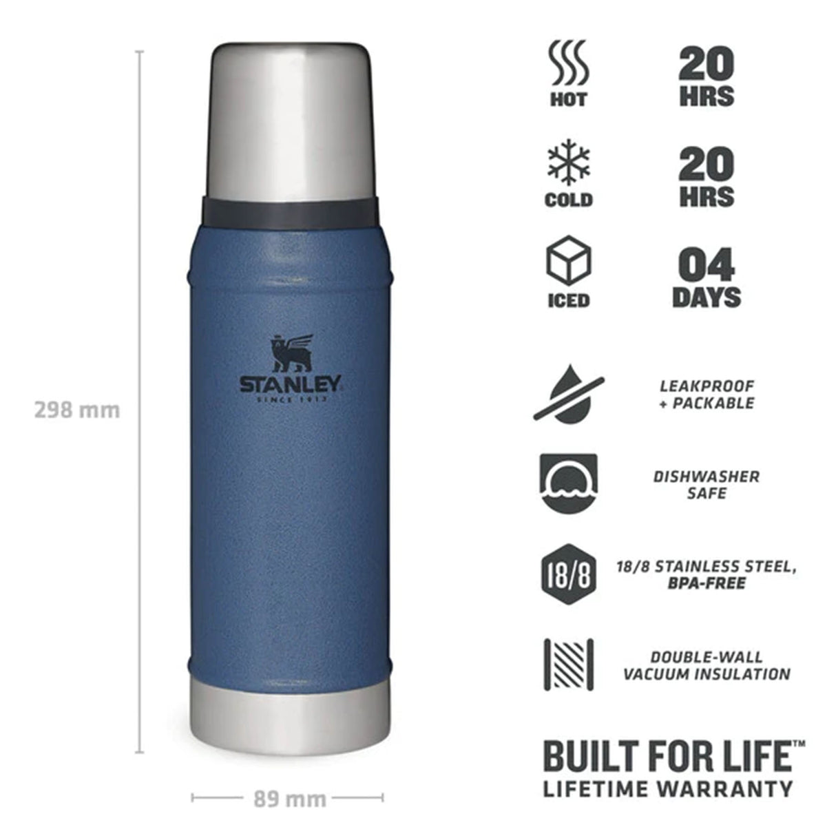 Stanley Legendary Classic Bottle 0.75L Rose Quartz-Hydrangea-Ash-Hammertone Clay-Hammertone Lake - 53 Degrees North