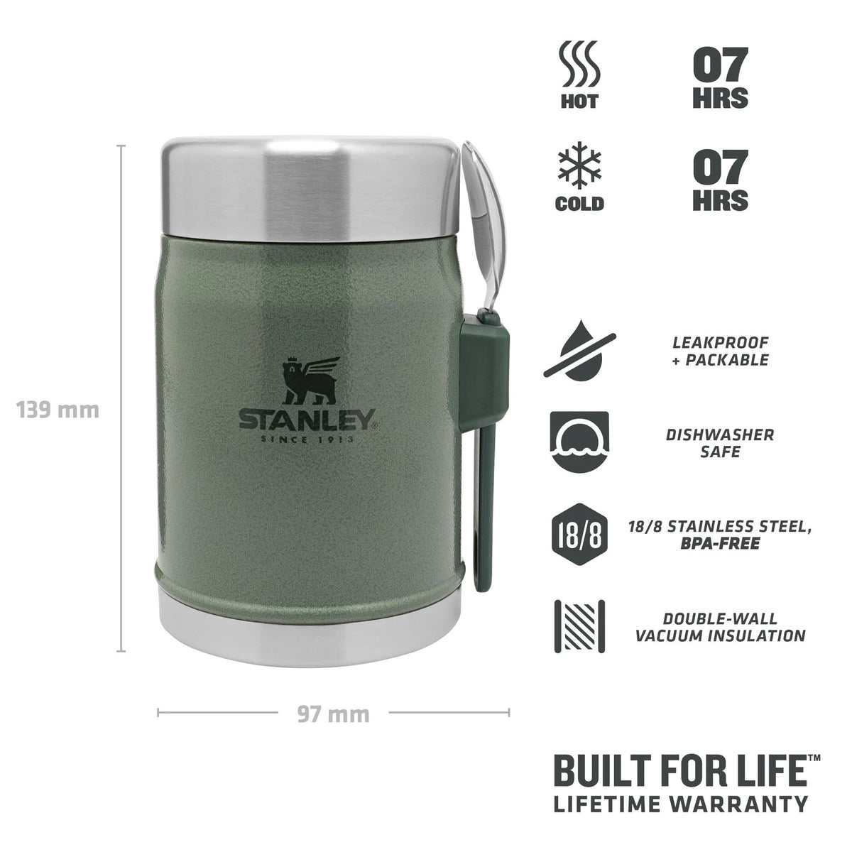 Stanley The Legendary Food Jar + Spork 0.41L Black - 53 Degrees North