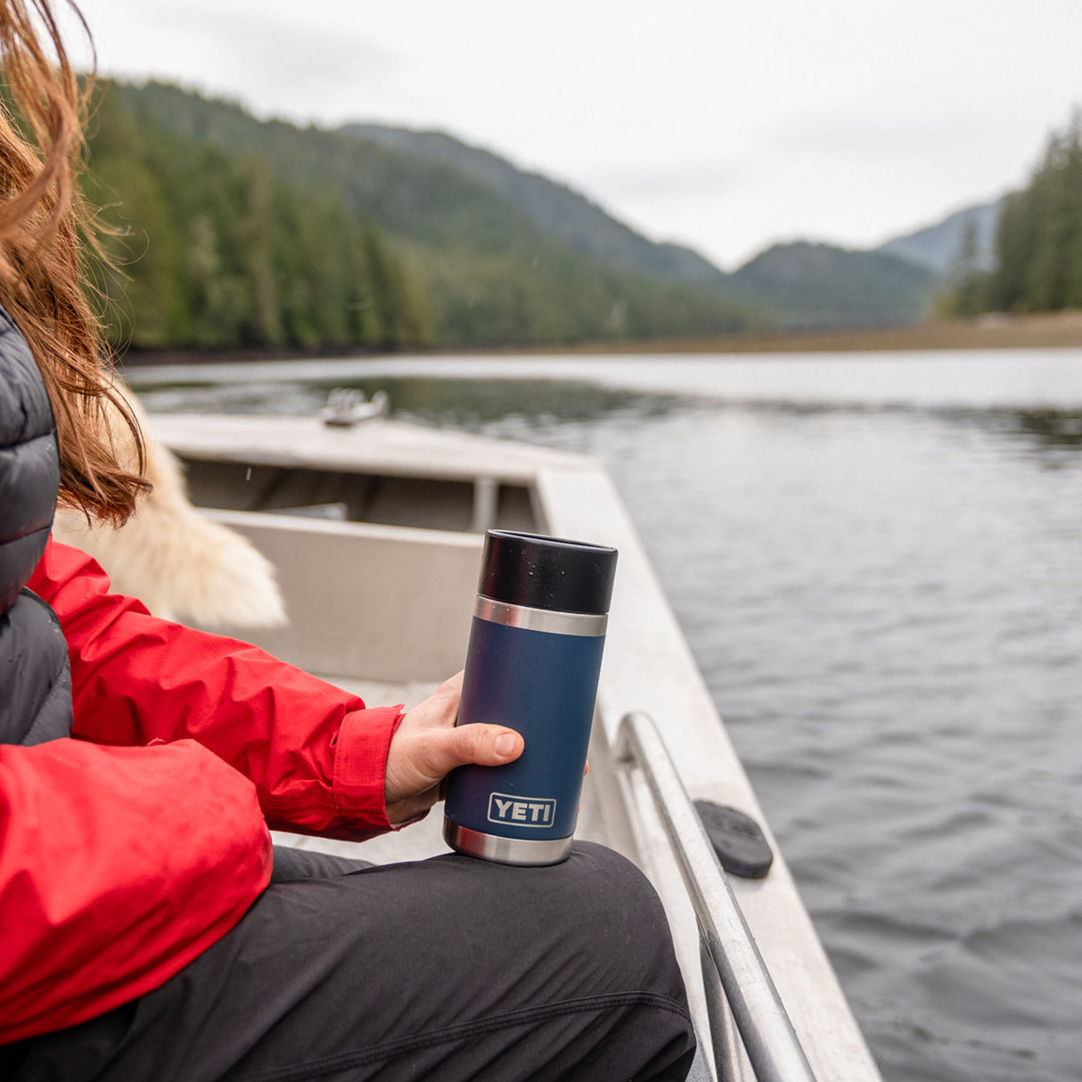 YETI Rambler 12 oz (354 ml) Bottle with HotShot Cap Ridgeline-Rescue Red-Navy-White-Black - 53 Degrees North