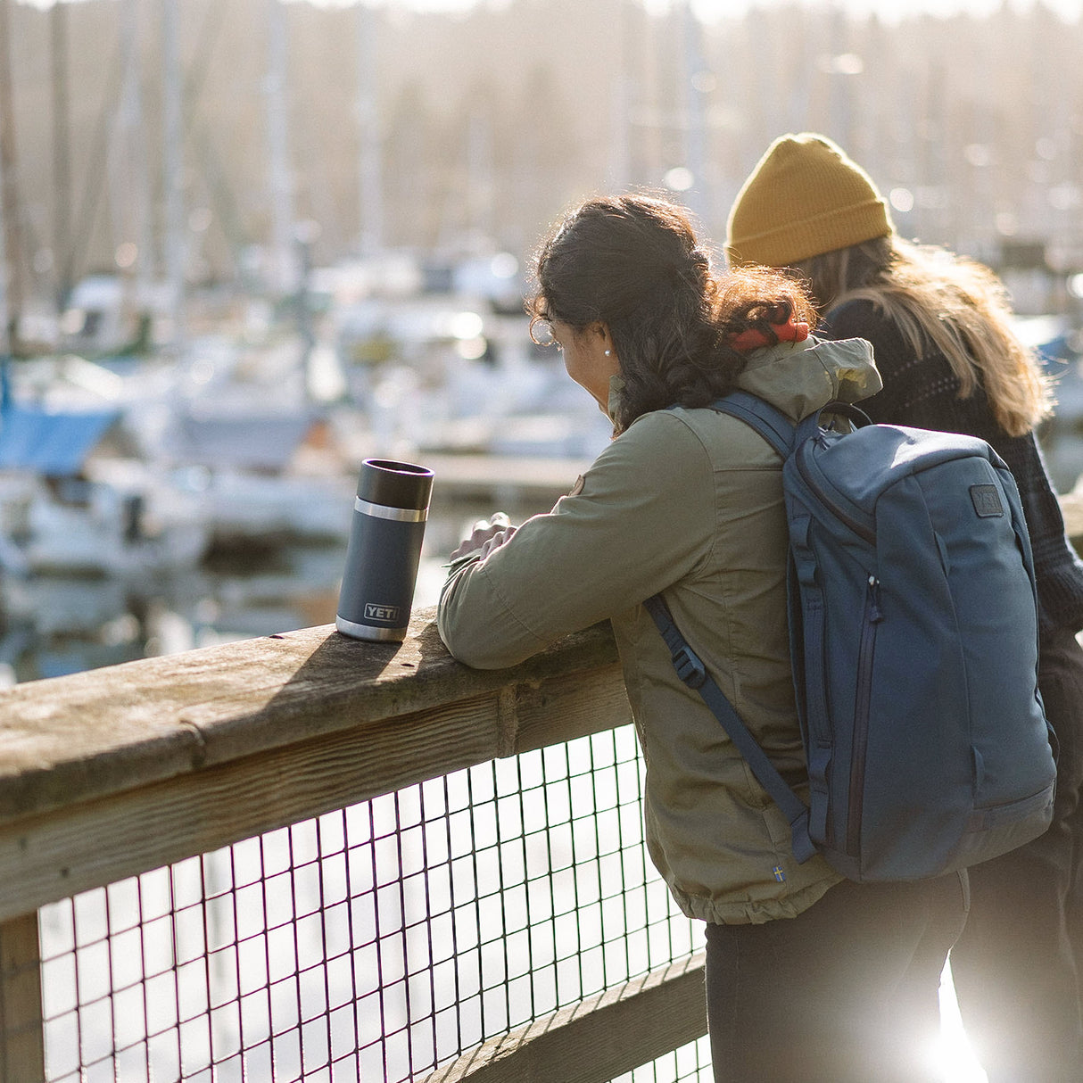 YETI Rambler 12 oz (354 ml) Bottle with HotShot Cap Ridgeline-Rescue Red-Navy-White-Black - 53 Degrees North