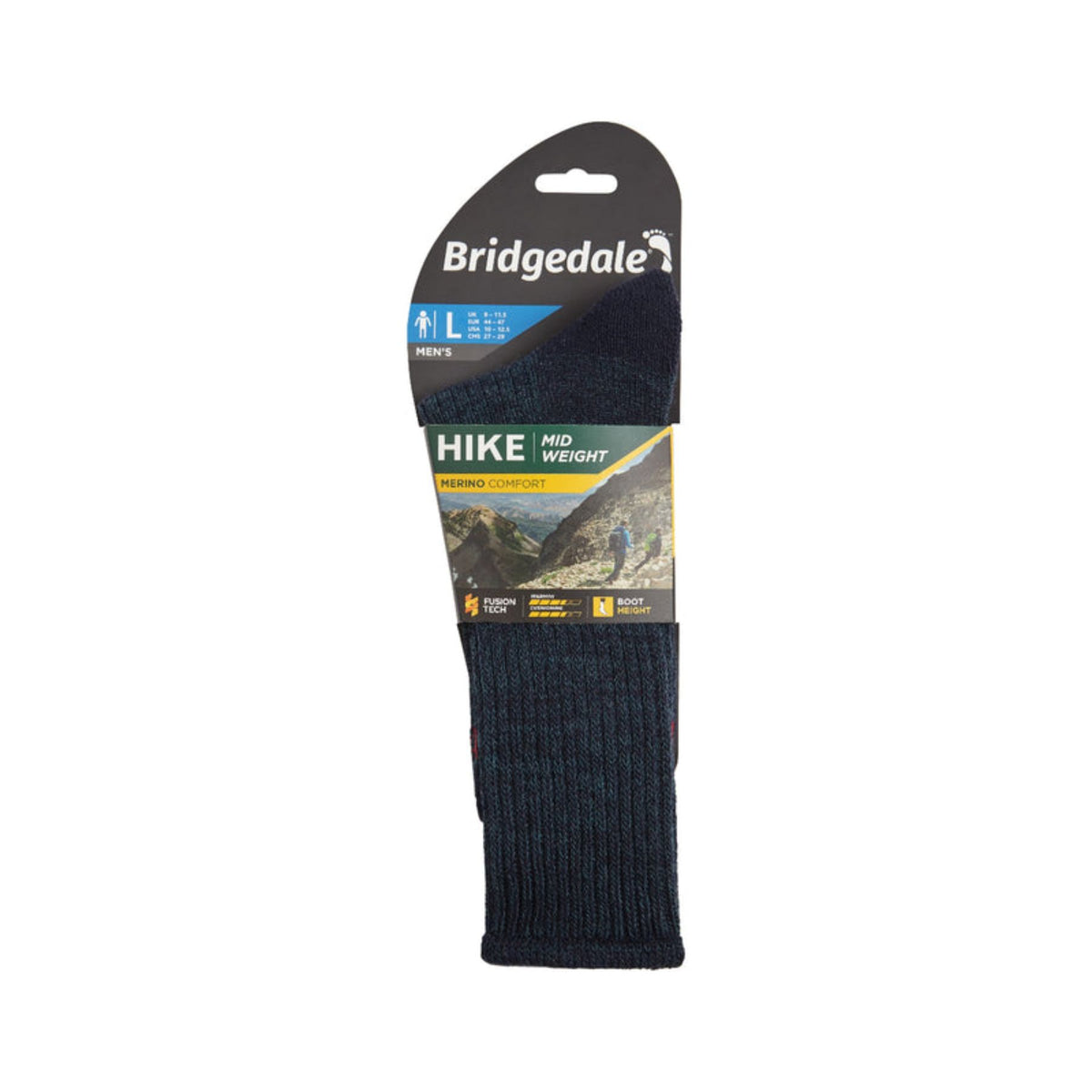 Bridgedale Men's Hike Midweight Merino Comfort Hiking Socks Navy / Medium - 53 Degrees North