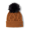 Columbia Boundless Days Cable Knit Pom Beanie Camel Brown-Snowdrift #- 53 Degrees North 