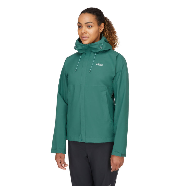 Rab Women's Downpour Eco Waterproof Jacket #color_eucalyptus