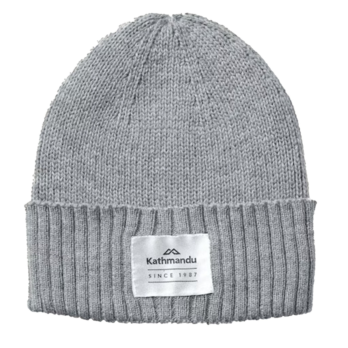 Kathmandu Unisex Badge Beanie Light Grey Marl / One Size-Black / One Size #- 53 Degrees North 