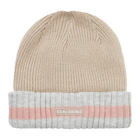 Sealskinz Holkham Waterproof Cold Weather Striped Roll Cuff Beanie Olive/Beige/Orange / Small/Medium-Olive/Beige/Orange / Large/X-Large-Navy/Beige/Blue / Small/Medium-Navy/Beige/Blue / Large/X-Large-Brown/Cream/Pink / Small/Medium #- 53 Degrees North 