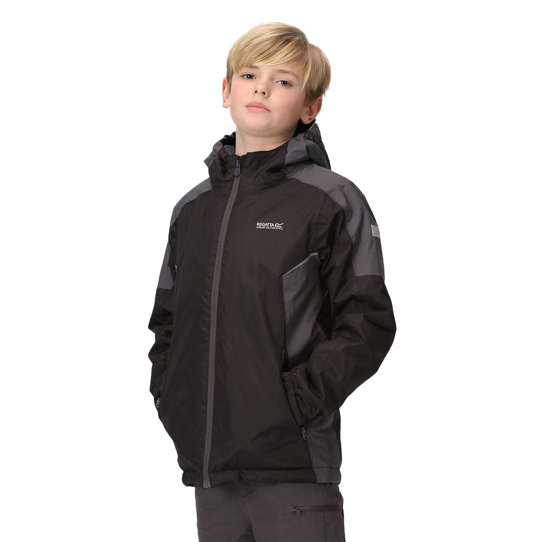 Regatta Kids' Hurdle IV Jacket #color_black-seal-grey