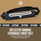 Six Peaks Reflective Running Expandable Waist Belt Black #- 53 Degrees North 