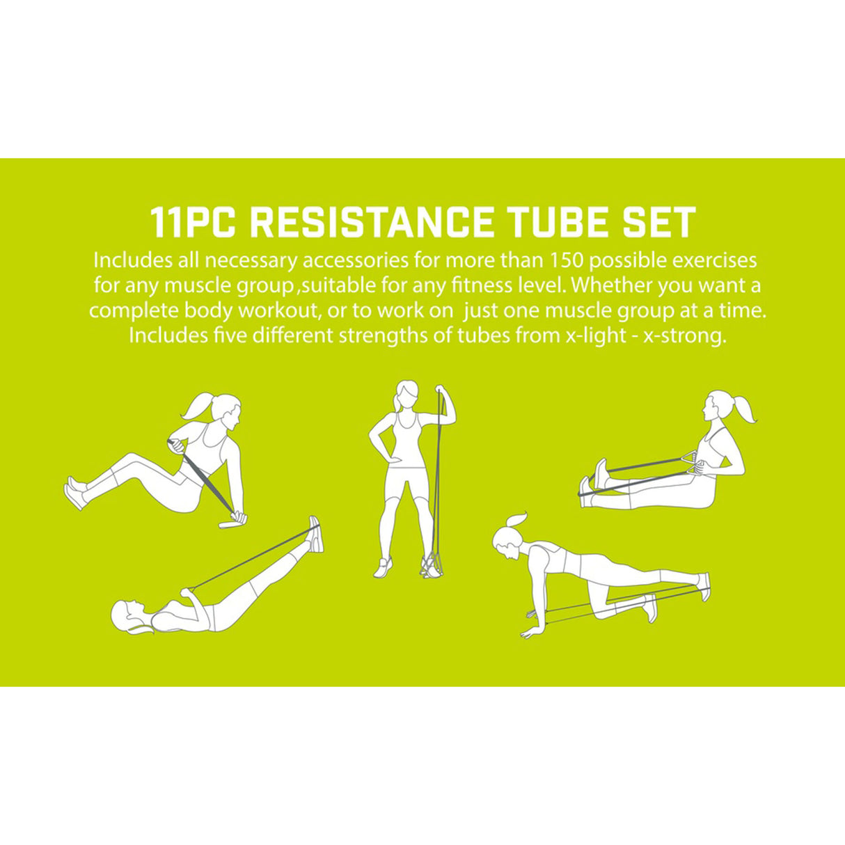 Urban Fitness 11pc Resistance Tube Set Default Title #- 53 Degrees North 