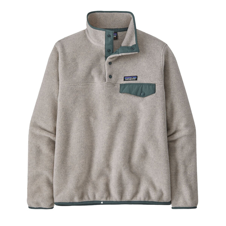 Patagonia Women's Lightweight Synch Snap-T Pullover #color_oatmeal-heather-with-nouveau-green