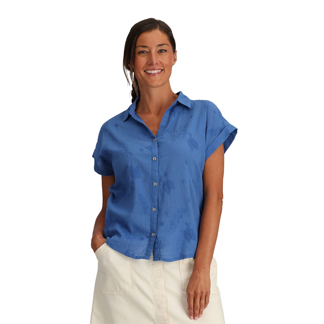 Royal Robbins Women's Oasis Short Sleeve #color_chicory-blue