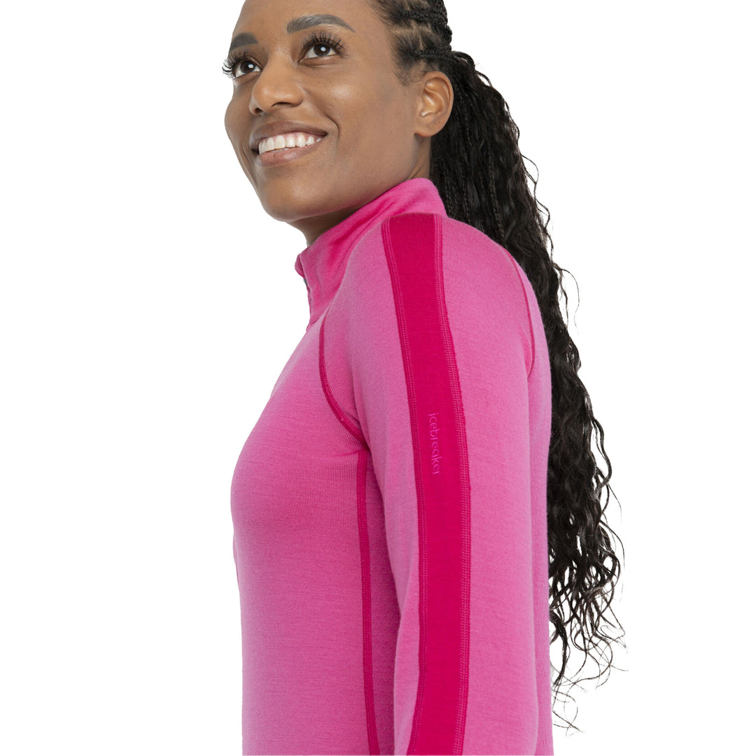 Icebreaker Women's Zoneknit 260 Long Sleeve Half Zip Base Layer Top #color_temp-electron-pink-cb