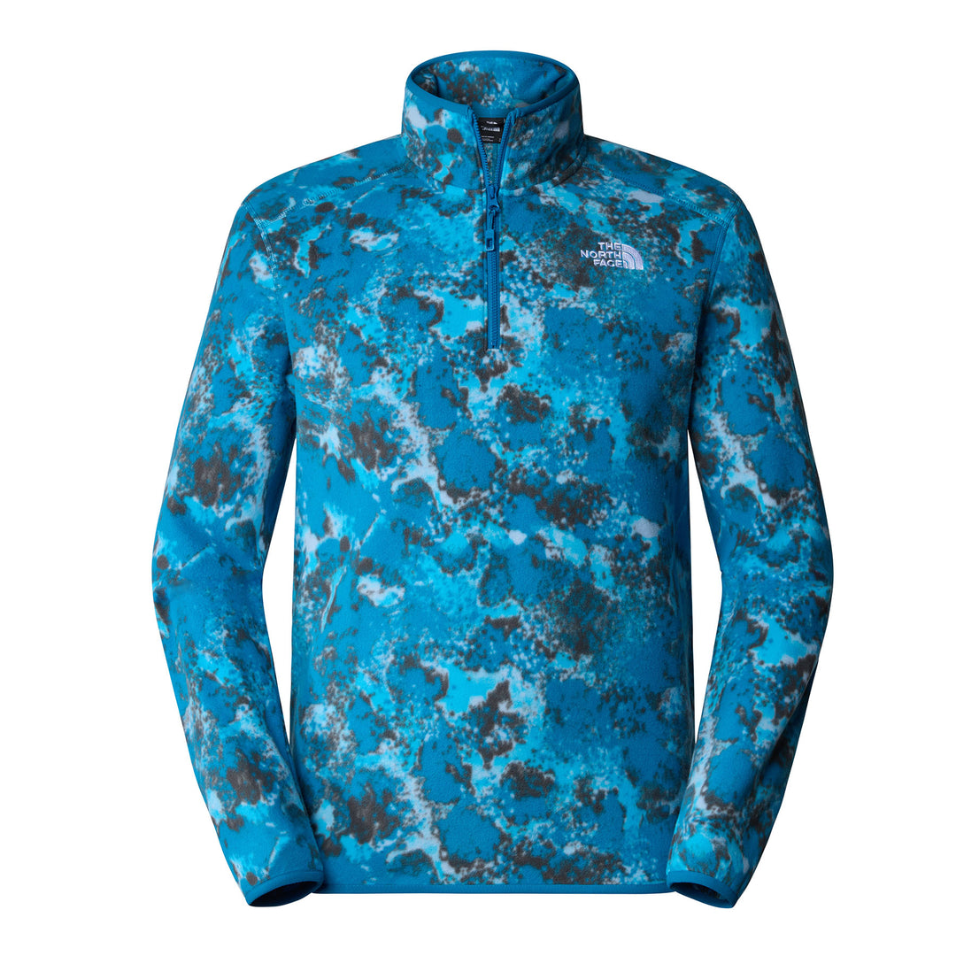 The North Face Men's 100 Glacier Printed 1/4 Zip Fleece #color_adriatic-blue-moss-camo