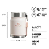 Stanley Classic Legendary Food Jar + Spork 0.4L Matte Black Pebble-Goldenrod Coral-Violet Blossom-Hammertone Green-Rose Quartz #- 53 Degrees North 