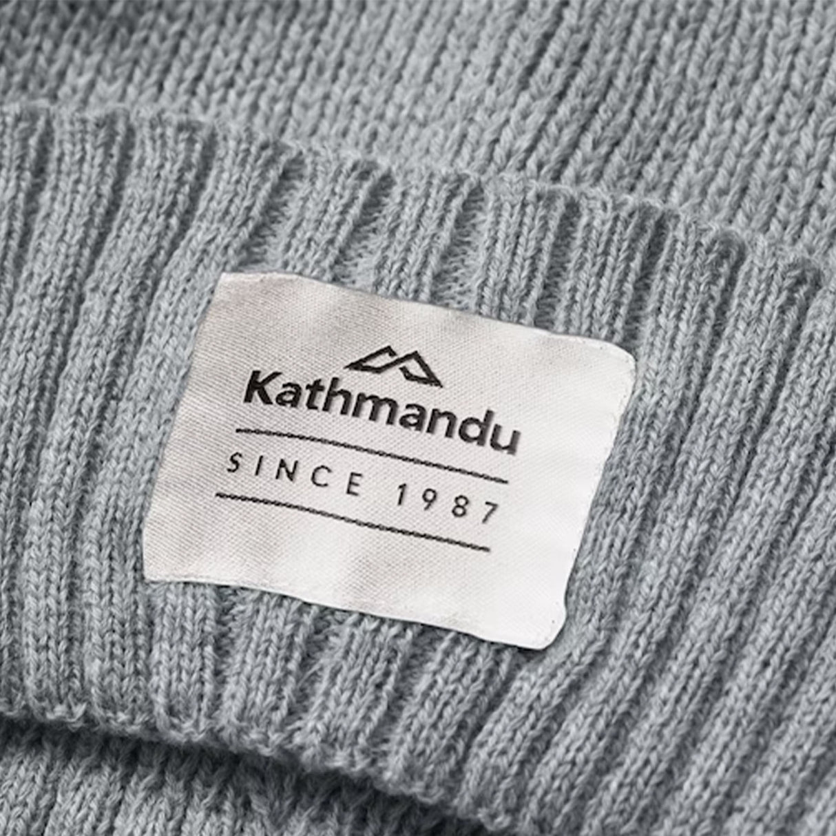 Kathmandu Unisex Badge Beanie Light Grey Marl / One Size-Black / One Size #- 53 Degrees North 