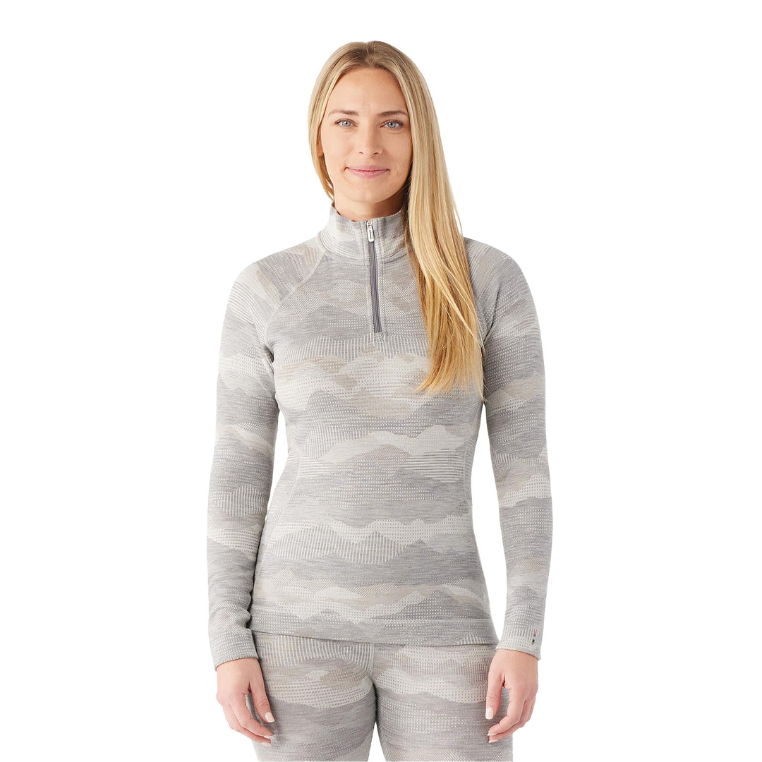Smartwool Women's Classic Thermal Merino 1/4 Zip Base Layer Top #color_light-grey-mountain-scape