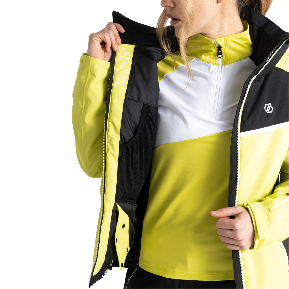 Women's Carving Ski Jacket #color_yellow-plum-black
