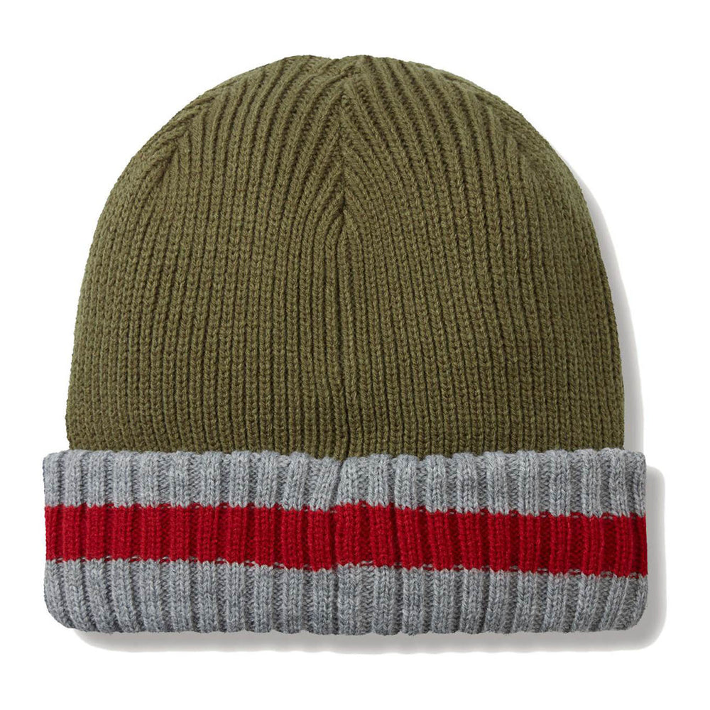 Seal Skinz Holkham Waterproof Cold Weather Striped Roll Cuff Beanie #color_olive-beige-orange