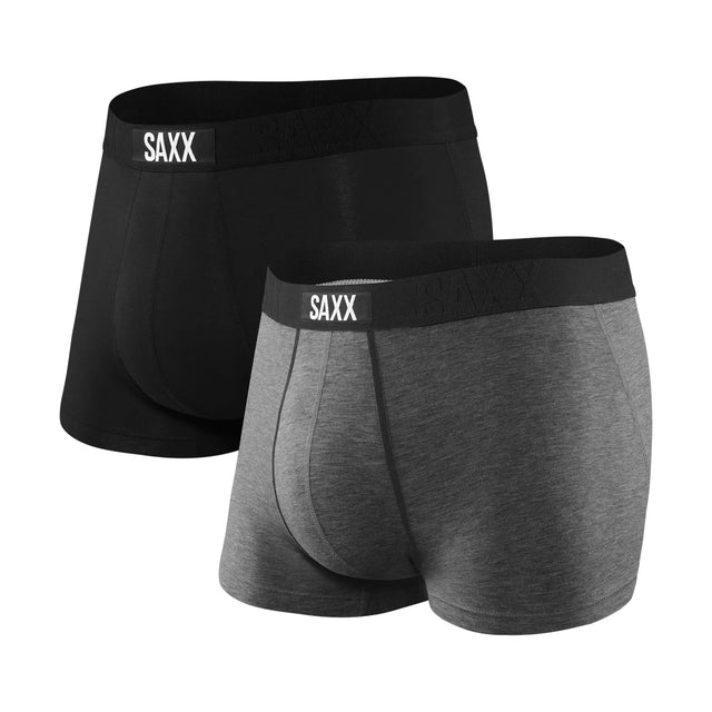 SAXX Men's Vibe Boxer Briefs - 2 Pack Black/Grey / Small-Black/Grey / Medium-Black/Grey / Large-Black/Grey / X-Large-Black/Wood Camo / Small #- 53 Degrees North 