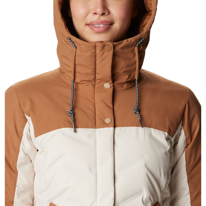 Columbia Women's Mountain Croo II Waterproof Hooded Mid Down Jacket #color_chalk-camel-brown