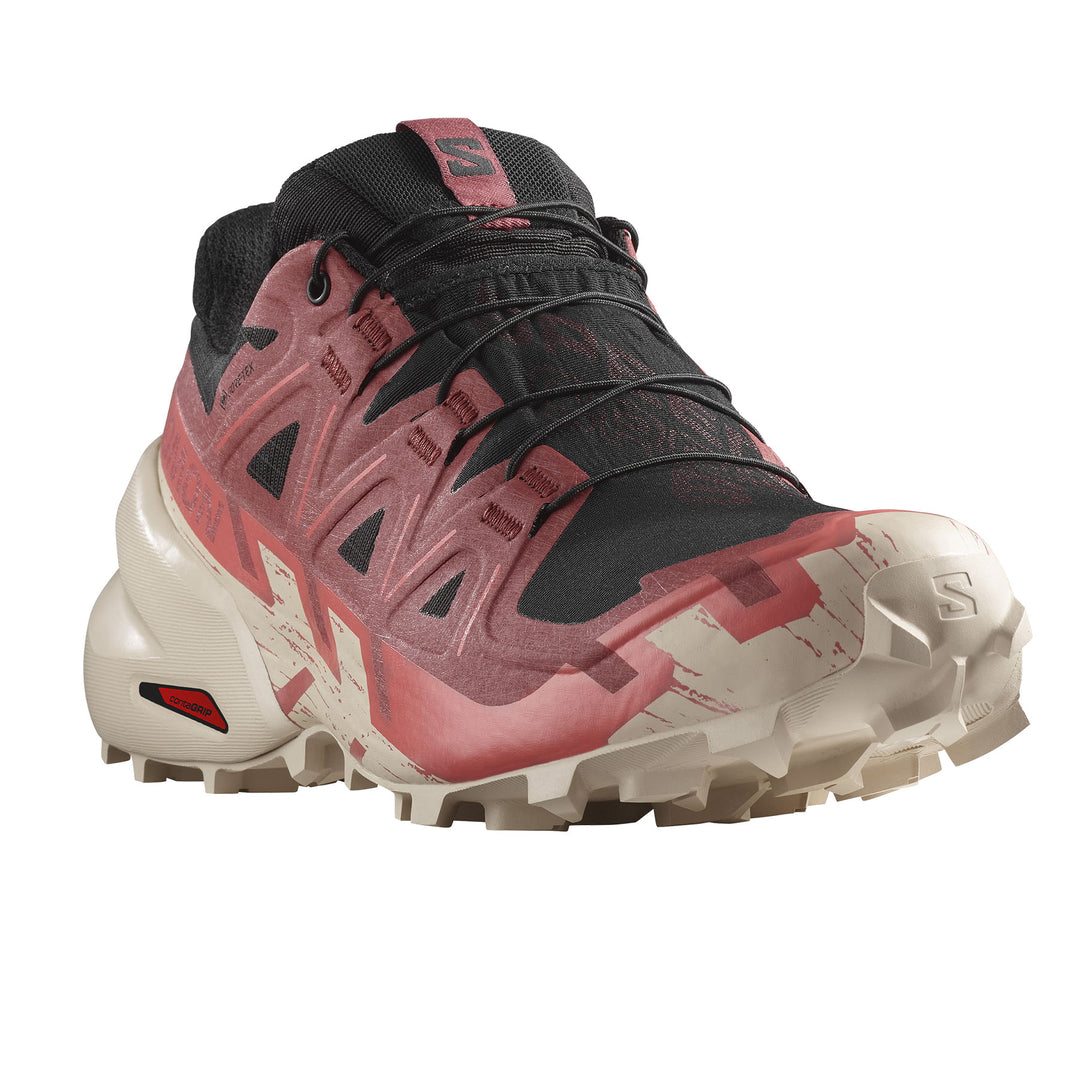 Salomon Women's Speedcross 6 GORE-TEX Running Shoes #color_black-cow-hide-faded-rose