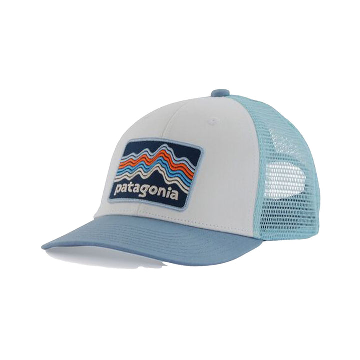 Patagonia Kid's Trucker Hat #color_ridge-rise-stripe-light-plume-grey