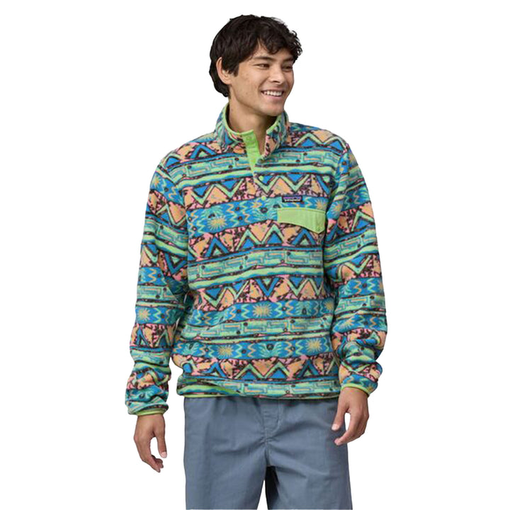 Patagonia Men's Lightweight Synch Snap-T Pullover #color_high-hopes-geo-salamander-green