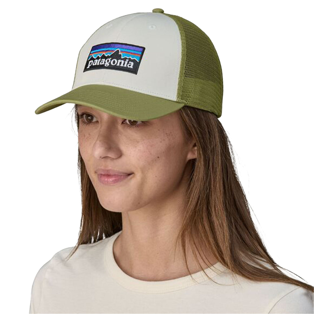 Patagonia P-6 Logo LoPro Trucker Hat #color_white-buckhorn-green