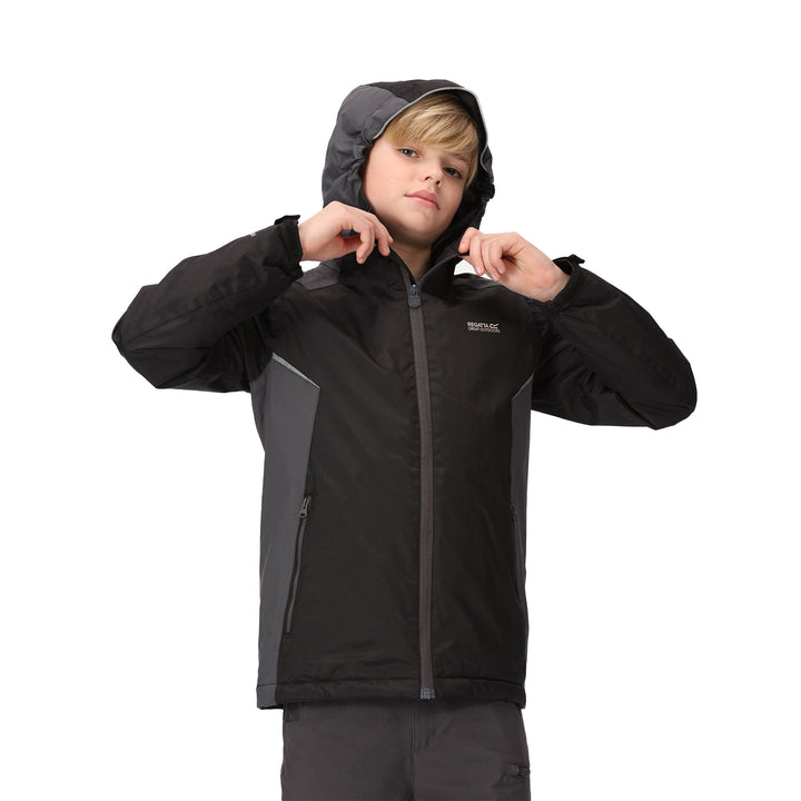 Regatta Kids' Hurdle IV Jacket #color_black-seal-grey