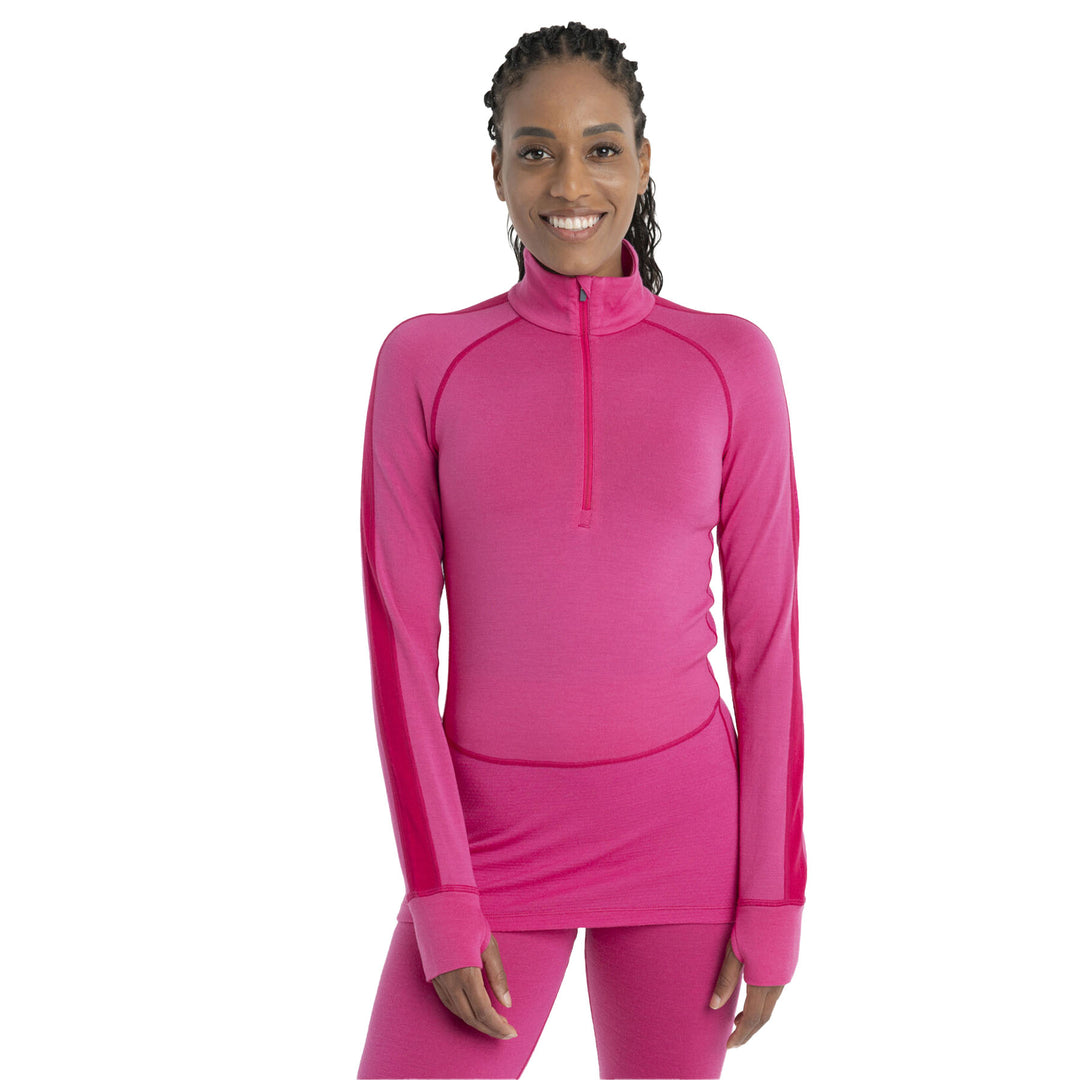 Icebreaker Women's Zoneknit 260 Long Sleeve Half Zip Base Layer Top #color_temp-electron-pink-cb